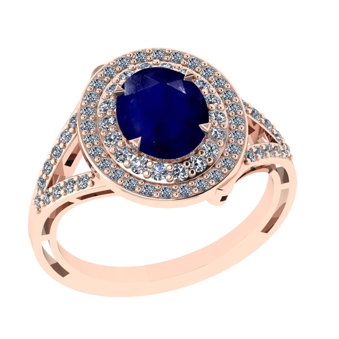 2.65 Ctw VS/SI1 Blue Sapphire and Diamond 14k Rose Gold Engagement Ring: Center Stone Weight :-2.00l Ctw ( Oval Cut) Center Stone Color :-Blue Sapphire Center Stone Setting : Prong Side Diamond Weight Of Ctw :- 0.65 Ctw Color : J-K Clarity : VS/SI1 Daimond Setting : Prong 