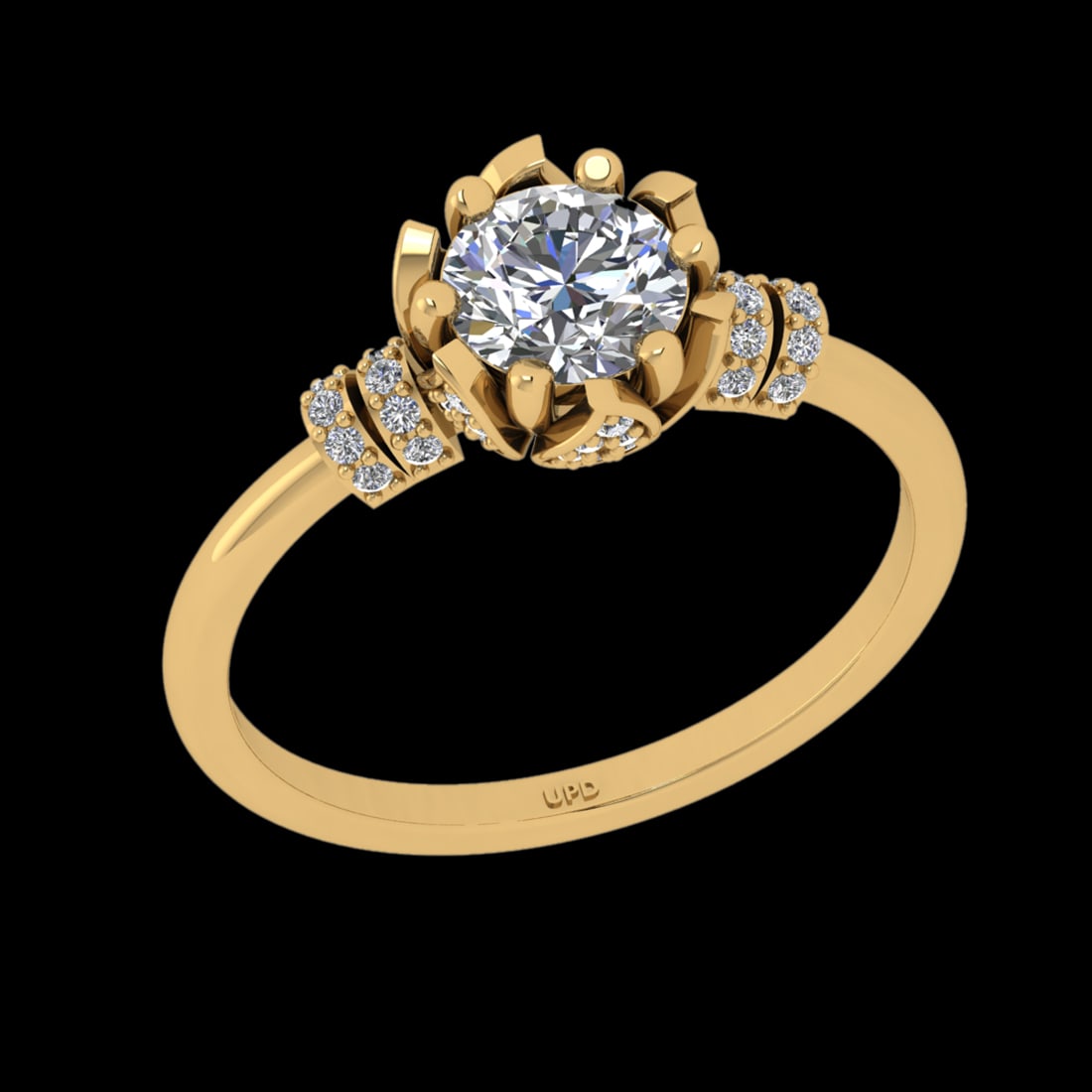 1.41 Ctw VS/SI1 Diamond 18K Yellow Gold Engagement Ring: Center Diamond Weight :- 1.25 Ctw (Round cut) Color :- G-H Clarity : VS/SI1 Center Stone Setting : Prong Side Diamond Weight Of Ctw 0.16 Ctw Color : G-H Clarity : VS/SI1 Stone Setting : Prong Metal We