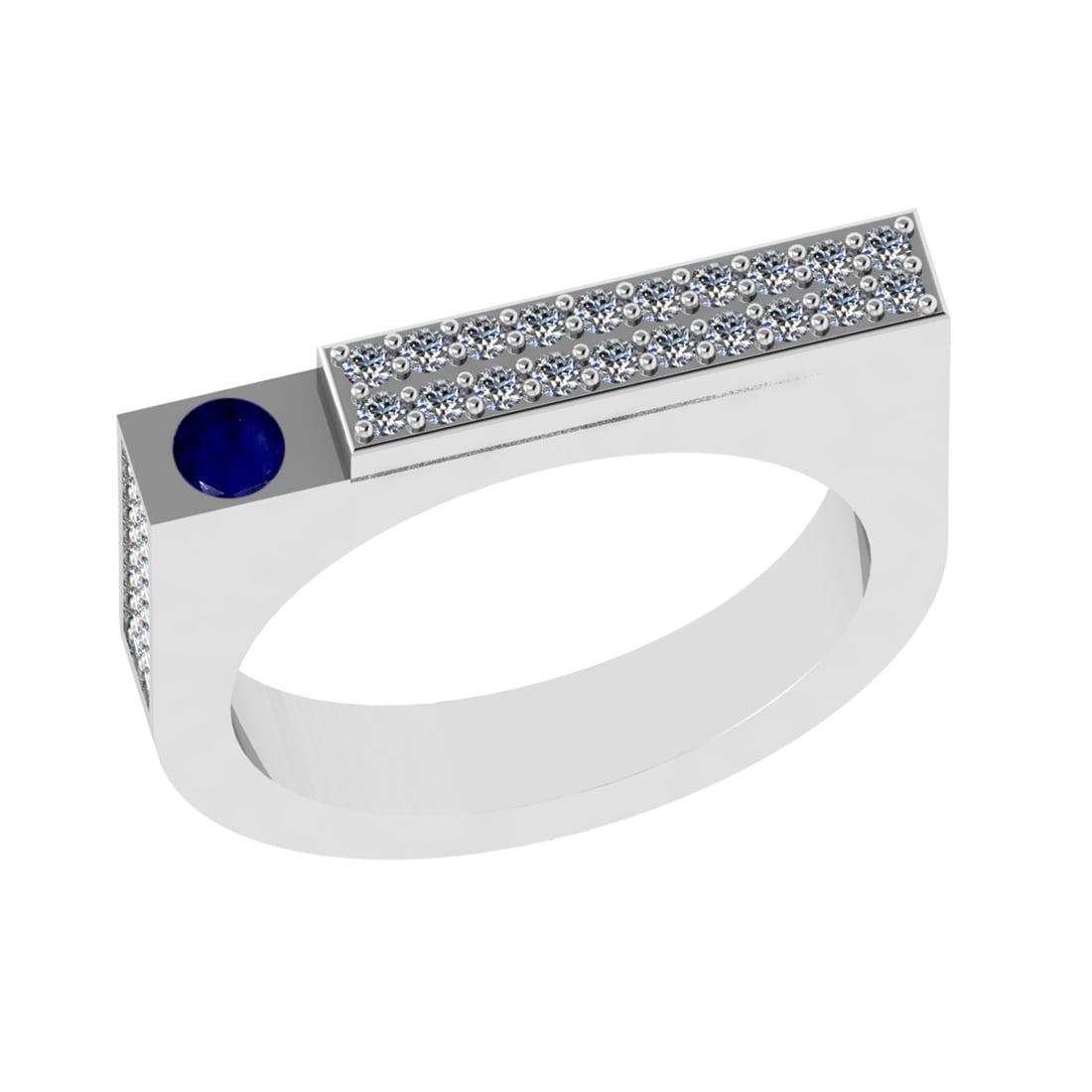 0.48 Ctw VS/SI1 Blue Sapphire and Diamond 14K White Gold Engagement Ring (A: Center stone Weight :-0.10 Ctw ( Round Cut) Center Stone Color :- Blue Sapphire Center Stone Setting : Prong Side Diamond Weight Of Ctw 0.38 Ctw Color : G-H Clarity : VS/SI1 Stone Setting : Prong