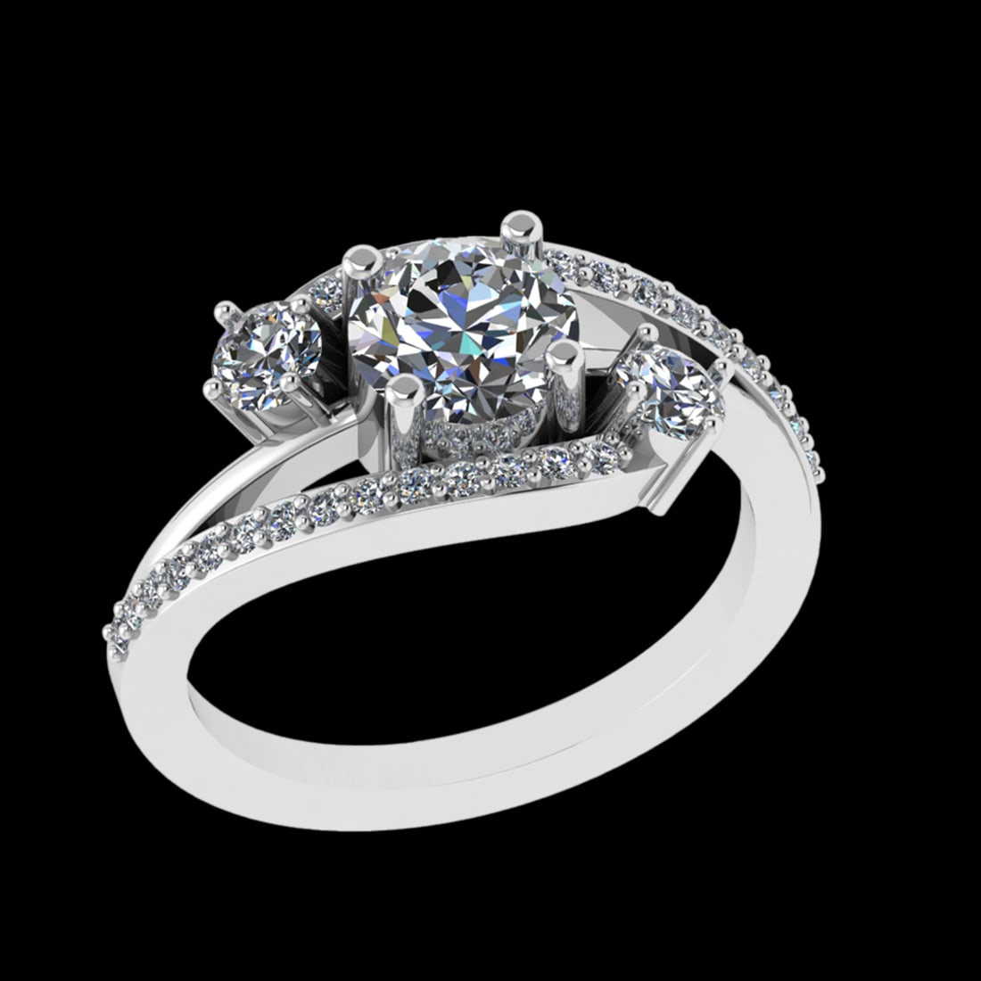 1.56 Ctw VS/SI1 Diamond Prong Set 10K White Gold Engagement Ring (ALL DIAMO: Center Diamond Weight :-1.00 Ctw ( Round cut) Color :- J-K Clarity : I2/I3 Center Stone Setting : Prong Side Diamond Weight Of Ctw 0.56 Ctw Color : J-K Clarity : VS/SI1 Stone Setting : Prong Metal