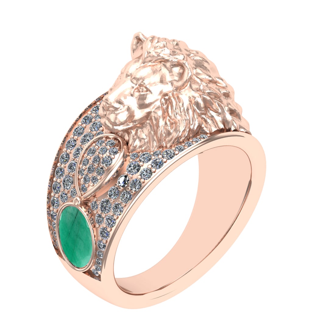 1.57 Ctw VS/SI1 Emerald and Diamond 14K Rose Gold Engagement Ring (ALL DIAM: Center stone Weight :-0.75 Ctw ( Oval Cut) Center Stone Color :- Emerald Center Stone Setting : Prong Side Diamond Weight Of Ctw 0.82 Ctw Color : G-H Clarity : VS/SI1 Stone Setting : Prong Metal