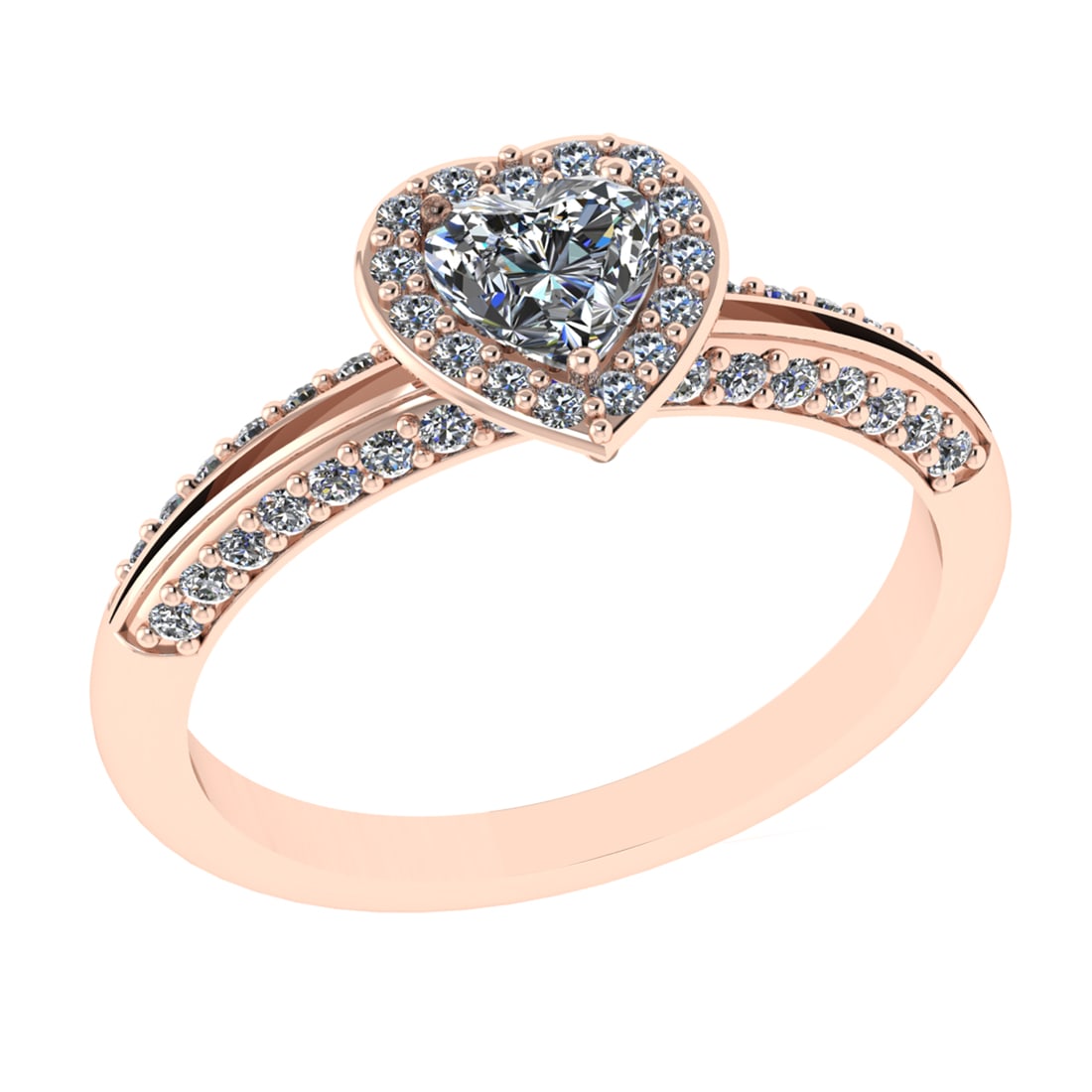 0.88 Ctw VS/SI1 Diamond Prong Set 14k Rose Gold Engagement Ring: Center Daimond Weight :-0.50 Ctw ( Heart Cut) Color : G-H Clarity : VS/SI1 Side Diamond Weight Of Ctw 0.38 Ctw Color : G-H Clarity : VS/SI1 Daimond Setting : Prong Metal Weight : Approx 4.33 gram 14k