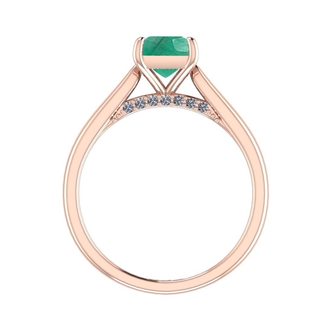 0.82 Ctw VS/SI1 Emerald and Diamond 14k Rose Gold Engagement Ring (ALL DIAM: Center Stone Weight :-0.75 Ctw ( Princess Cut) Center Stone Color :-Emerald Center Stone Setting : Prong Side Diamond Weight Of Ctw :- 0.07 Ctw Color : J-K Clarity : VS/SI1 Daimond Setting : Prong
