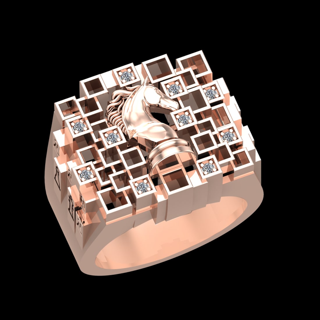 0.11 Ctw VS/SI1 Diamond Prong Set 10k Rose Gold Men s theme Engagement Ring: Total Daimond Weight :-0.11 Ctw Color : J-K Clarity : VS/SI1 Setting : Prong Metal Weight : Approx 19.50 gram 10k Rose Gold Men s theme Engagement Ring Current Ring size-8 Current Ring Size (ALL