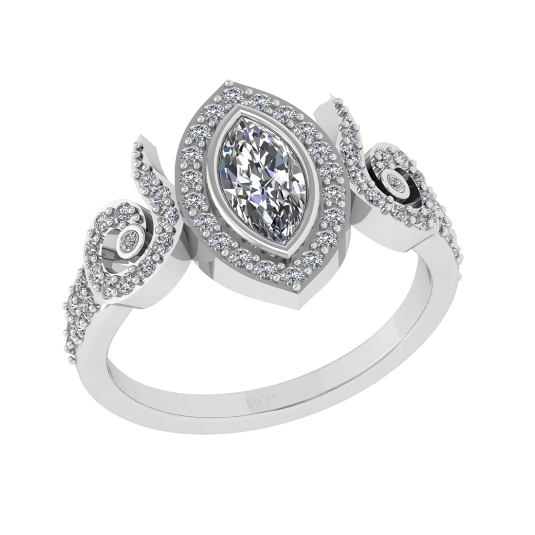 0.93 Ctw VS/SI1 Diamond 14K White Gold Engagement Ring: Center Diamond Weight : 0.50 Ctw (Marquise Cut) Center Diamond Color :-J-K Center Stone Setting : Prong Clarity : VS/SI1 Total Weight Of Ctw 0.43 Ctw Color : J-K Clarity : VS/SI1 Stone Setting :