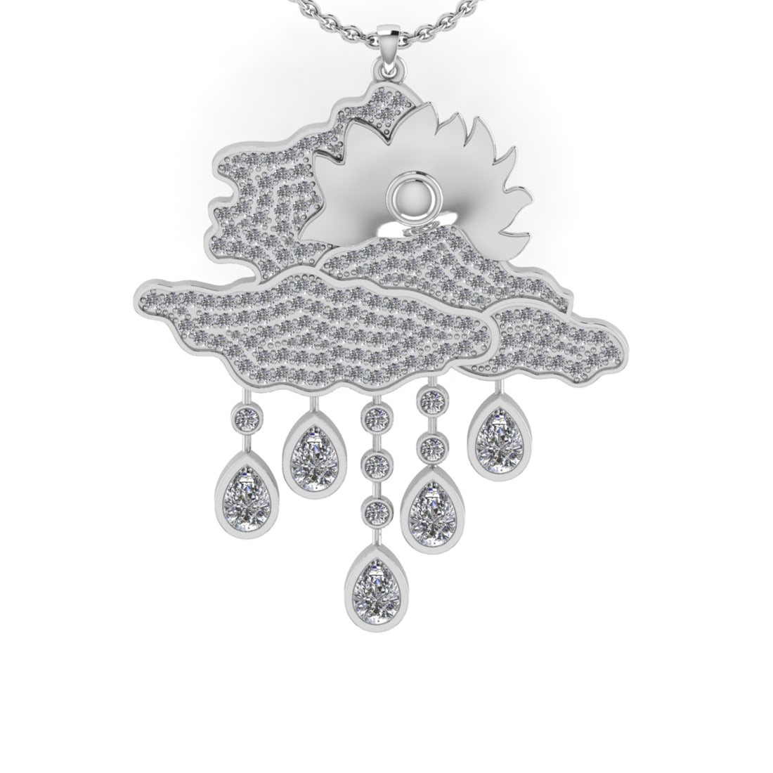 3.35 Ctw VS/SI1 Diamond 14K White Gold Necklace (ALL DIAMOND ARE LAB GROWN: Center Diamond Weight :- 2.50 Ctw (Pear cut) Color :- J-K Clarity : I2/I3 Center Stone Setting : Prong Side Diamond Weight Of Ctw 0.85 Ctw Color : J-K Clarity : VS/SI1 Stone Setting : Prong Metal