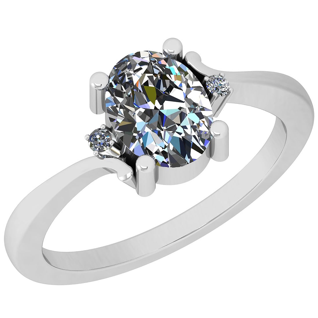 1.05 Ctw I2/I3 Diamond 14K White Gold Vintage Style Engagement Ring: Center Weight : 1.00 Ctw ( 1 PSC Oval ) Center Color : J-K Center Stone Clarity : I2/I3 Center Stone Setting : Prong Side Stone Weight Of Ctw 0.05 Ctw Side Stone Color : J-K Stone Clarity : I2/I3
