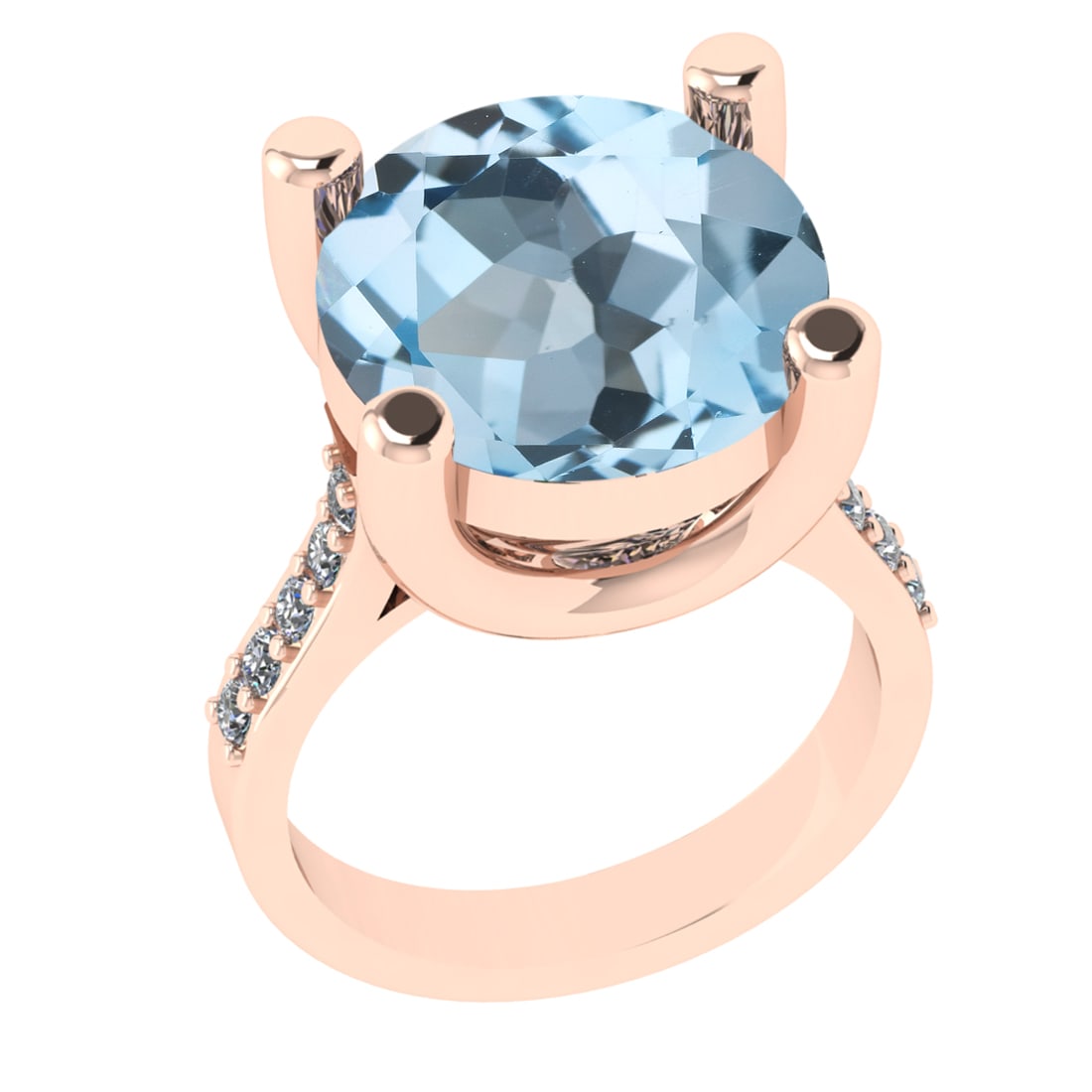 3.25 Ctw VS/SI1 Blue Topaz And Diamond 14K Rose Gold Engagement Ring( ALL D: Center Stone Weight : 2.90 Ctw ( Round Cut ) Center Stone Color : Blue Topaz Stone Setting : Prong Side Diamond Weight Of Ctw 0.35 Ctw Side Stone Color : J-K Stone Clarity : VS/SI1 Stone Setting :
