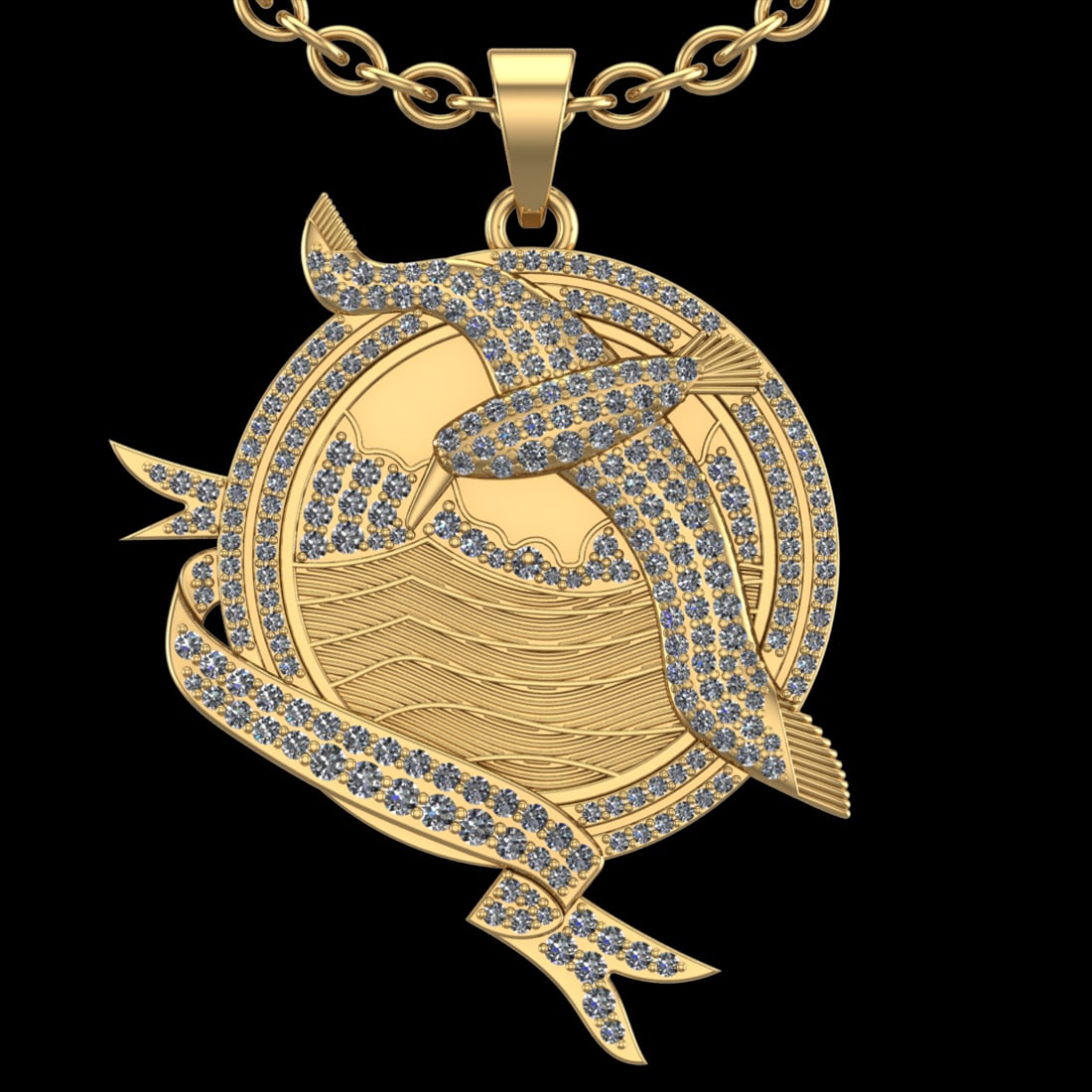 1.91 Ctw VS/SI1 Diamond 10k Yellow Gold Birds theme Pendant (ALL DIAMOND AR (1 of 1)