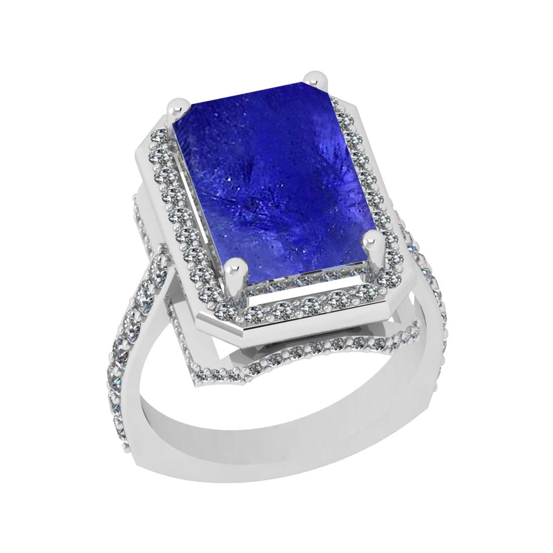 4.39 CtwVS/SI1 Tanzanite and Diamond 14k White Gold Pendant (ALL DIAMOND AR: Center Stone Weight :-3.70 Ctw ( Emerald Cab) Center Stone Color :-Tanzanite Center Stone Setting : Prong Side Diamond Weight Of Ctw :- 0.69 Ctw Color : J-K Clarity : VS/SI1 Daimond Setting : Prong