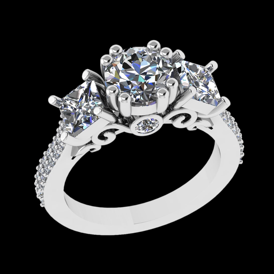 3.10 Ctw VS/SI1 Diamond Prong Set 18K White Gold Necklace (ALL DIAMOND ARE: Center Diamond Weight :-2.75 Ctw ( Round & Princess Cut) Color :- G-H Clarity : VS/SI1 Center Stone Setting : Prong Side Diamond Weight Of Ctw 0.35 Ctw Color : G-H Clarity : VS/SI1 Stone Setting :