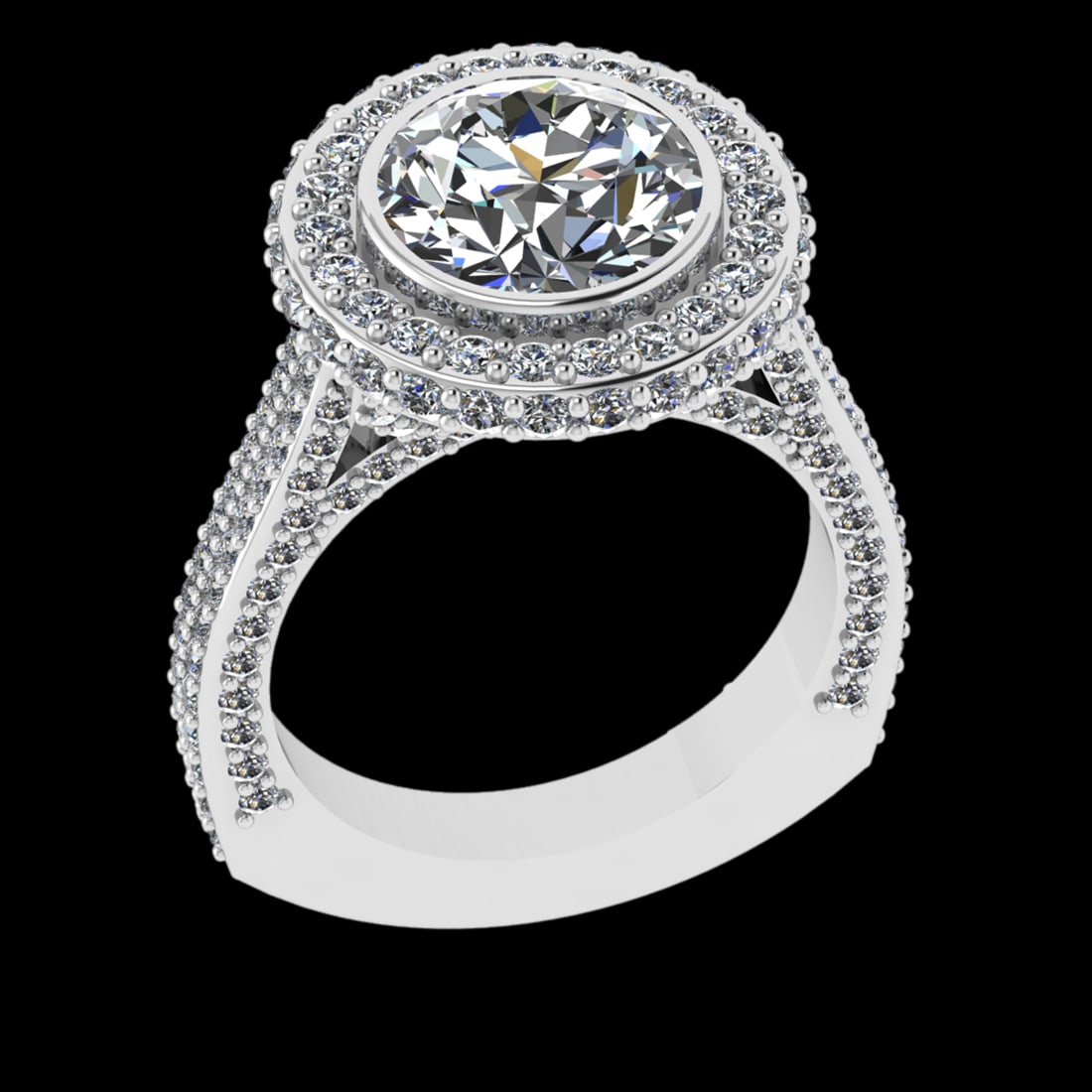 4.70 Ctw VS/SI1 Diamond Prong Set 18K White Gold Engagement Ring: Center Diamond Weight :-2.50 Ctw ( Round Cut) Color :- G-H Clarity : VS/SI1 Center Stone Setting : Prong Side Diamond Weight Of Ctw 2.20 Ctw Color : G-H Clarity : VS/SI1 Stone Setting : Prong Metal