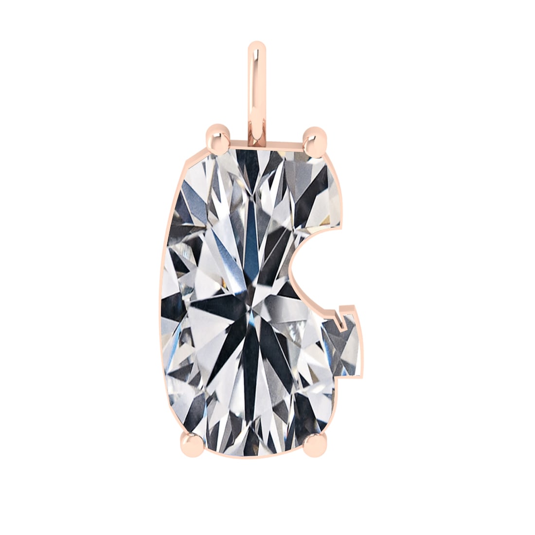 0.76 ctw VS Diamond Style Prong Set 14k Rose Gold Alphabet-G Pendant (ALL L: Total Daimond Weight :-0.76 Ctw Color : White Clarity : VS Setting : Prong Metal Weight : Approx 3.30 gram 14k Rose Gold Alphabet-G Pendant (ALL LAB GROWN Diamond ) #3SS96057v15