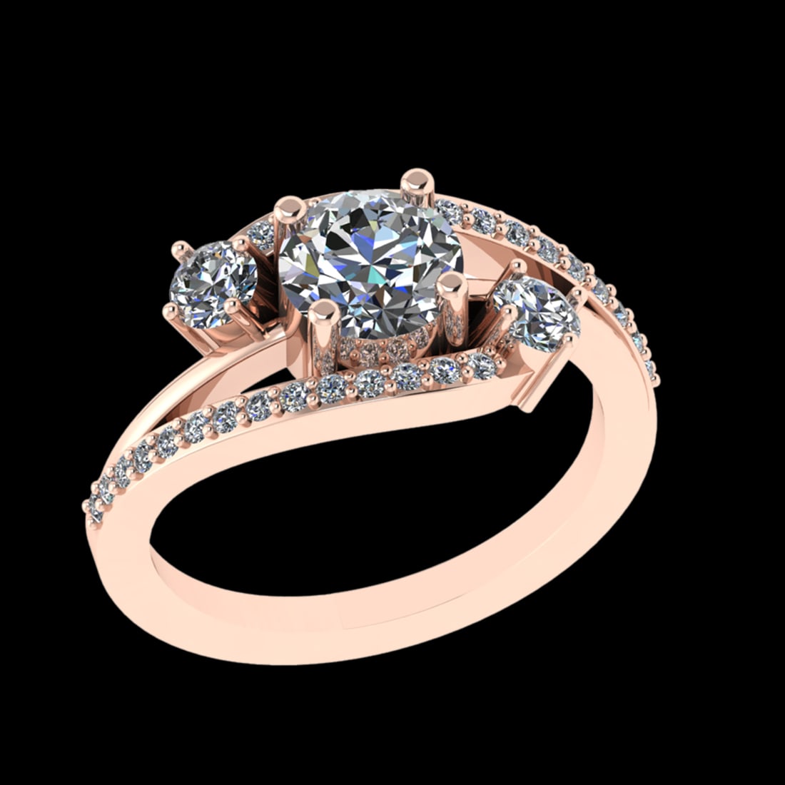 1.56 Ctw VS/SI1 Diamond Prong Set 10K Rose Gold Engagement Ring (ALL DIAMON: Center Diamond Weight :-1.00 Ctw ( Round cut) Color :- J-K Clarity : I2/I3 Center Stone Setting : Prong Side Diamond Weight Of Ctw 0.56Ctw Color : J-K Clarity : VS/SI1 Stone Setting : Prong Metal
