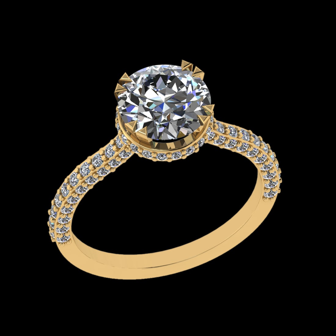 2.47 Ctw VS/SI1 Diamond Prong Set 10K Yellow Gold Engagement Ring (ALL DIAM: Center Diamond Weight :-1.80 Ctw ( Round cut) Color :- J-K Clarity : VS/SI1 Center Stone Setting : Prong Side Diamond Weight Of Ctw 0.67 Ctw Color : J-K Clarity : VS/SI1 Stone Setting : Prong Metal