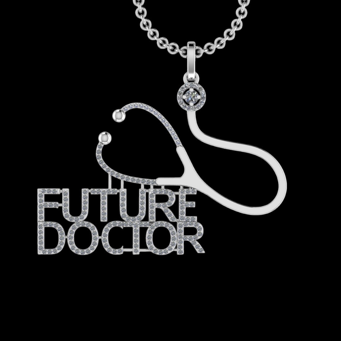 1.52 Ctw VS/SI1 Diamond 10K White Gold Veterinary Doctor theme Pendant (ALL: Total Diamond Weight :-1.52 Ctw (Round cut) Color :- J-K Clarity : VS/SI1 Setting : Prong Metal Weight : Approx 11.50gram 10K White Gold Veterinary Doctor theme Pendant (ALL DIAMOND ARE LAB GROWN )