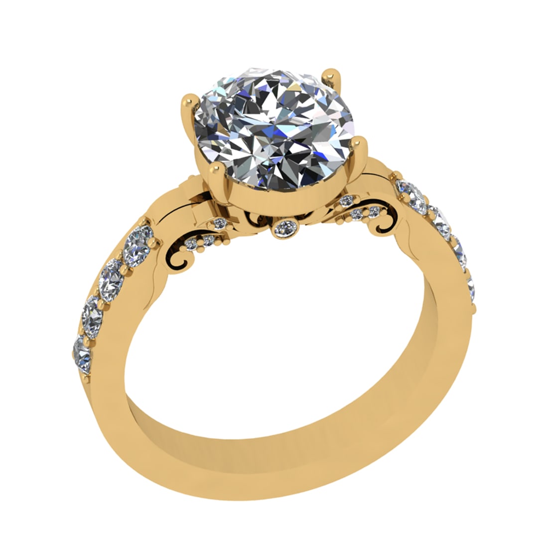 2.83 Ctw SI2/SI1 Diamond Prong Set 14k Yellow Gold Engagement Ring: Center Daimond Weight :-2.00 Ctw ( Oval Cut) Color : G-H Clarity : SI2/SI1 Side Diamond Weight Of Ctw 0.33 Ctw Color : G-H Clarity : SI2/SI1 Daimond Setting : Prong Metal Weight : Approx 6.64 gram