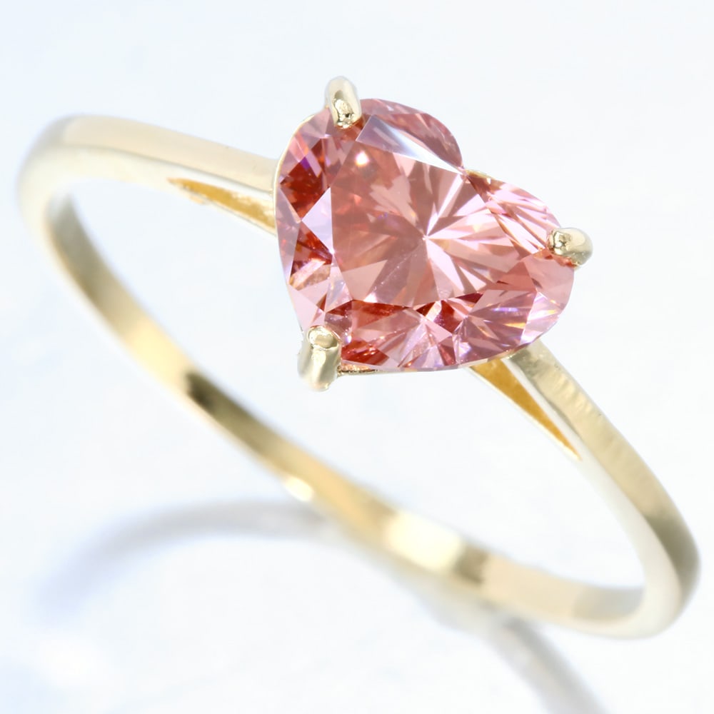 1.30 CT PINK LAB GROWN ( IGI Certified )DIAMOND 14K SOLID YELLOW GOLD RING (1 of 1)