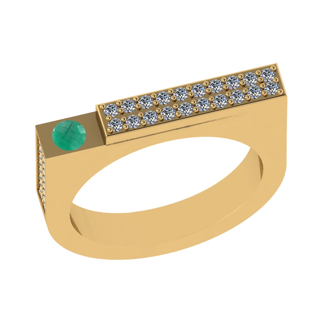 0.48 Ctw VS/SI1 Emerald and Diamond 14K Yellow Gold Engagement Ring (ALL DI: Center stone Weight :-0.10 Ctw ( Round Cut) Center Stone Color :- Emerald Center Stone Setting : Prong Side Diamond Weight Of Ctw 0.38 Ctw Color : G-H Clarity : VS/SI1 Stone Setting : Prong Metal