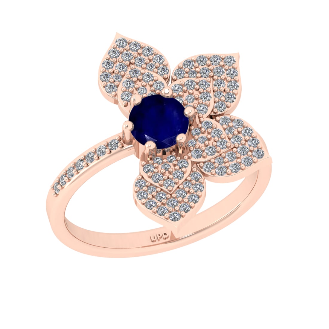 0.92 Ctw VS/SI1 Blue sapphire and Diamond Prong Set 14K Rose Gold Engagemen: Center stone Weight :-: 0.50 Ctw ( Round Cut) Color :- Blue sapphire Center Stone Setting : Prong Side Diamond Weight Of Ctw 0.42 Ctw Color : J-K Clarity : VS/SI1 Stone Setting : Prong Metal Weight : 