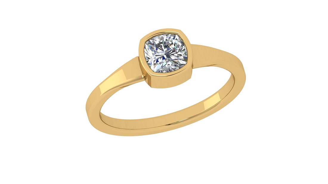 0.50 Ctw SI2/SI1 Diamond Bezel Set 14k Yellow Gold Solitaire Ring: Center Daimond Weight :-0.50 Ctw ( Cushion Cut) Color : G-H Clarity : SI2/SI1 Daimond Setting : Bezel Metal Weight : Approx 2.70 gram 14k Yellow Gold Solitaire Ring Current Ring Size 6 (ALL DIAMOND AR