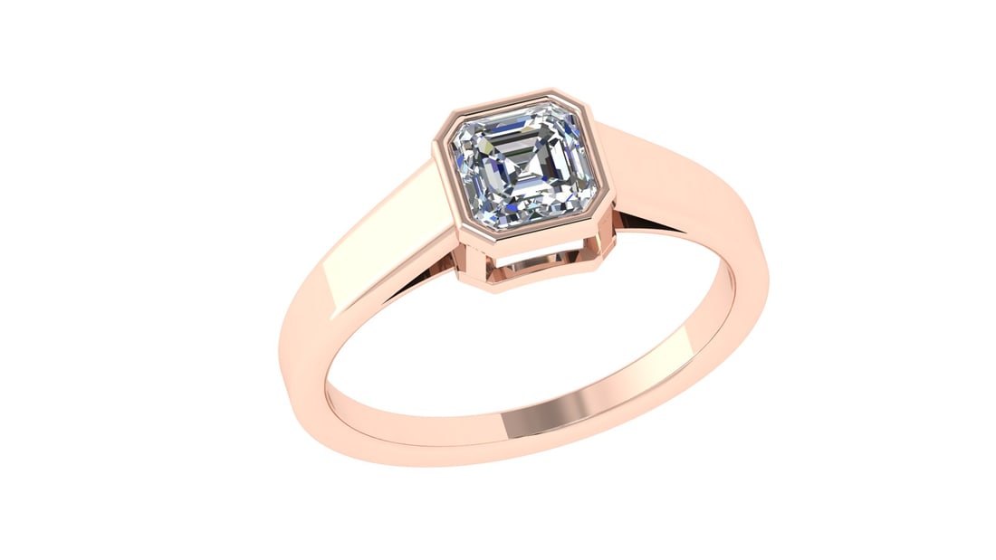 1.00 Ctw SI2/SI1 Diamond Bezel Set 14k Rose Gold Solitaire Ring: Center Daimond Weight :-1.00 Ctw ( Asscher Cut) Color : G-H Clarity : SI2/SI1 Daimond Setting : Bezel Metal Weight : Approx 3.40 gram 14k Rose Gold Solitaire Ring Current Ring Size 6 (ALL DIAMOND ARE 