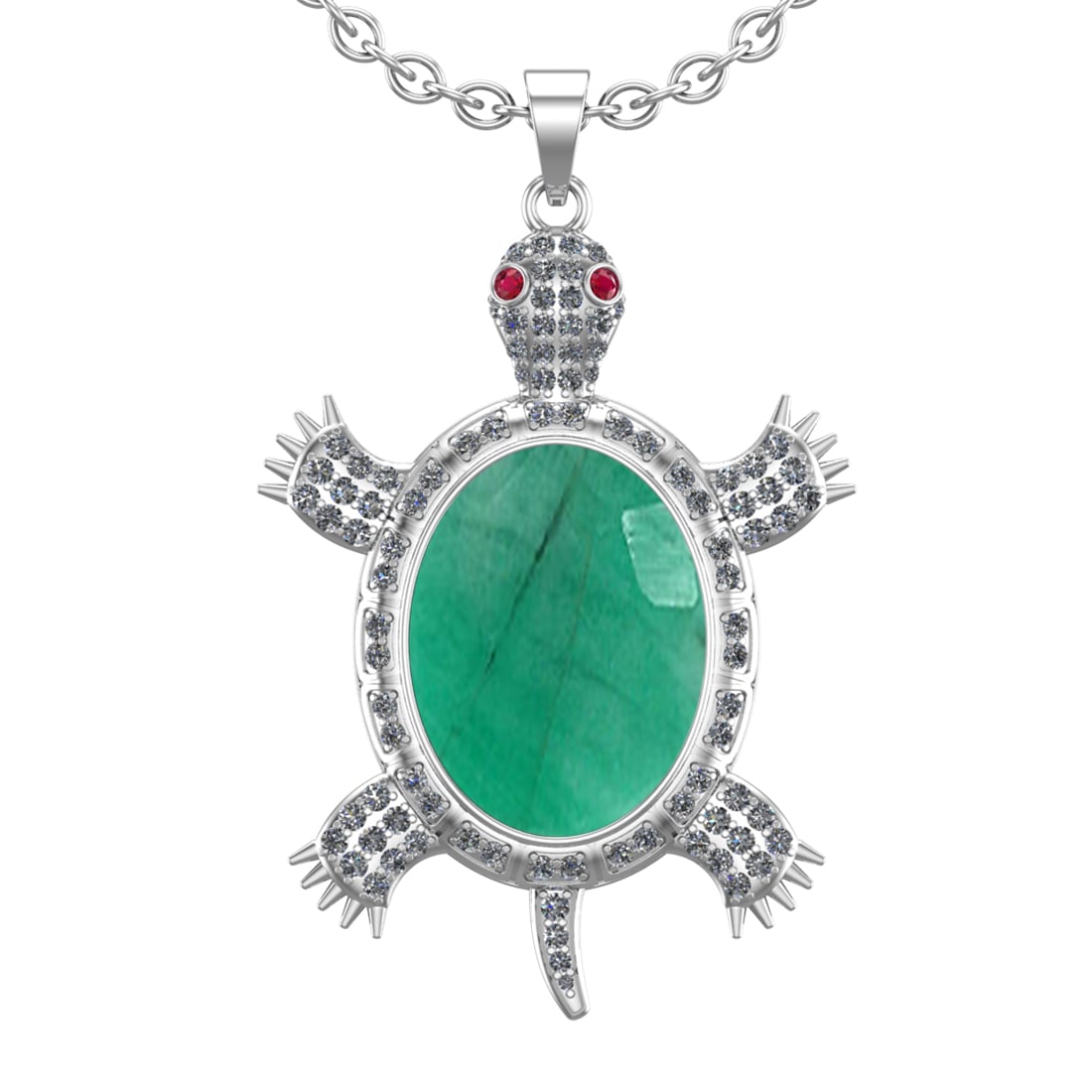 9.20 Ctw VS/SI1 Emerald and Diamond 14K White Gold Pendant (ALL DIAMOND ARE: Center stone Weight :-8.00 Ctw ( Oval Cut) Center Stone Color :- Emerald Center Stone Setting : Prong Side Diamond Weight Of Ctw 1.20 Ctw Color : G-H Clarity : VS/SI1 Stone Setting : Prong Metal Weigh