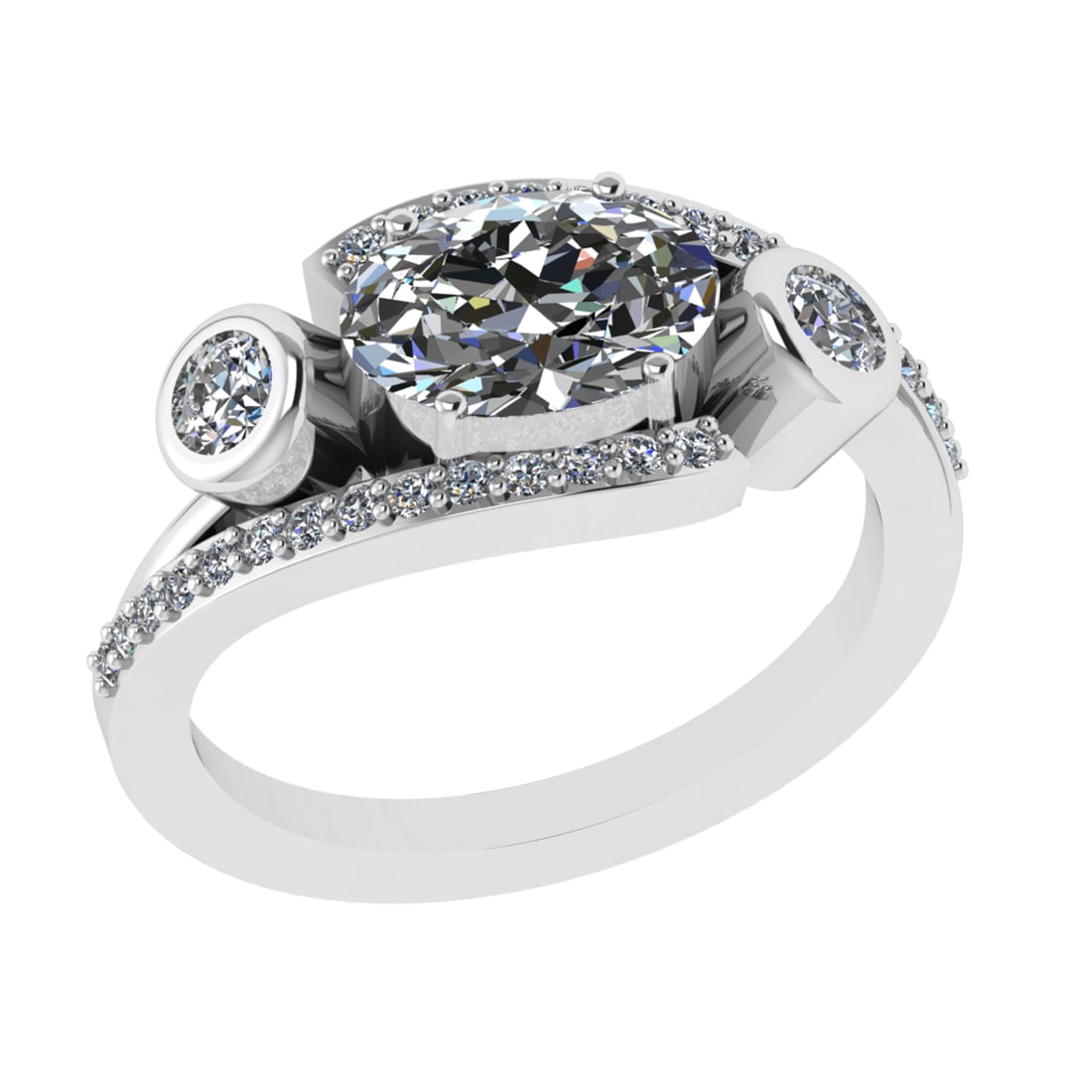 2.94 Ctw VS/SI1 Diamond 14k white Gold Engagement Ring: Center Daimond Weight :-2.50 Ctw ( Oval Cut) Color : G-H Clarity : VS/SI1 Side Diamond Weight Of Ctw 0.44 Ctw Color : G-H Clarity : VS/SI1 Daimond Setting : Prong Metal Weight : Approx 4.91 gram 14k W