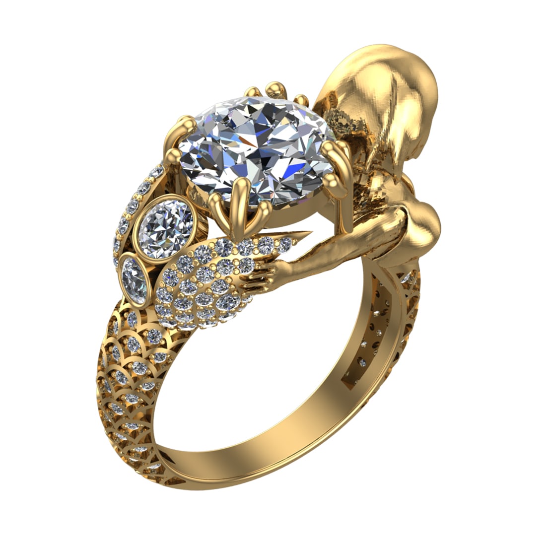 4.92 Ctw VS/SI1 Diamond 14k Yellow Gold Vintage Style Engagement Ring (ALL (1 of 2)