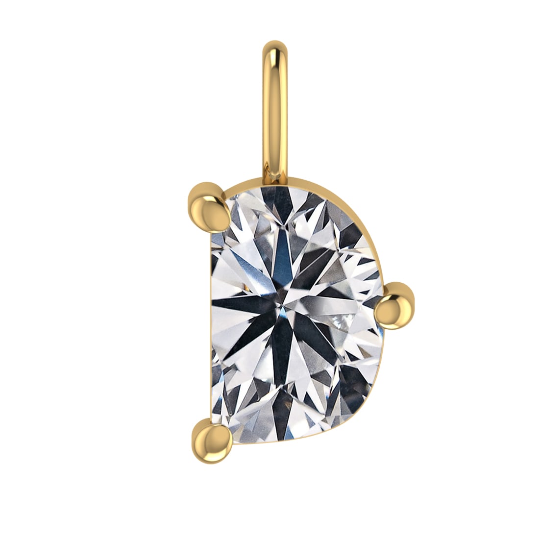 0.60 ctw VS Diamond Style Prong Set 14k Yellow Gold Alphabet-D Pendant (ALL (1 of 1)