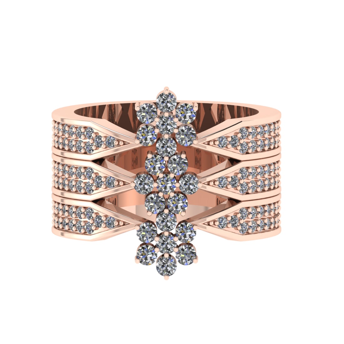 1.24 Ctw VS/SI1 Diamond 14K Rose Gold Cluster Engagement Ring (ALL DIAMOND: Total Diamond Weight :-1.24 Ctw (Round cut) Color :- J-K Clarity :VS/SI1 Setting : Prong Metal Weight : Approx 8.20 Gram 14K Rose Gold Cluster Engagement Ring Current Ring Size-6 (ALL DIAMOND ARE LAB 