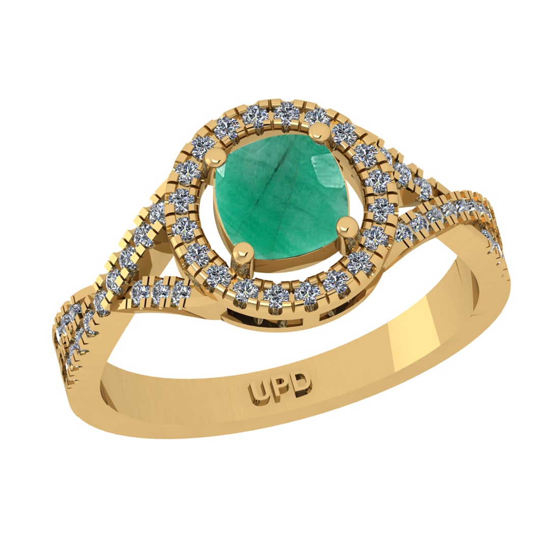1.65 Ctw VS/SI1 Emerald and Diamond 14k Yellow Gold Engagement Ring (ALL DI: Center Stone Weight :-1.25 Ctw ( Cushion Cut) Center Stone Color :-Emerald Center Stone Setting : Prong Side Diamond Weight Of Ctw :- 0.40 Ctw Color : J-K Clarity : VS/SI1 Daimond Setting : Prong Meta