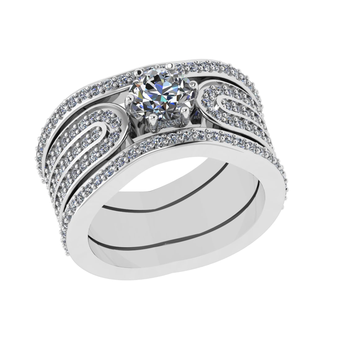 1.81 Ctw SI1/SI2 Diamond 14k white Gold Engagement Ring (ALL DIAMOND ARE LA: Center Daimond Weight :-0.84 Ctw (Round Cut) Color : G-H Clarity : SI1/SI2 Side Diamond Weight Of Ctw 0.97 Ctw Color : G-H Clarity : SI1/SI2 Daimond Setting : Prong Metal Weight : Approx 8.36 gram 14k