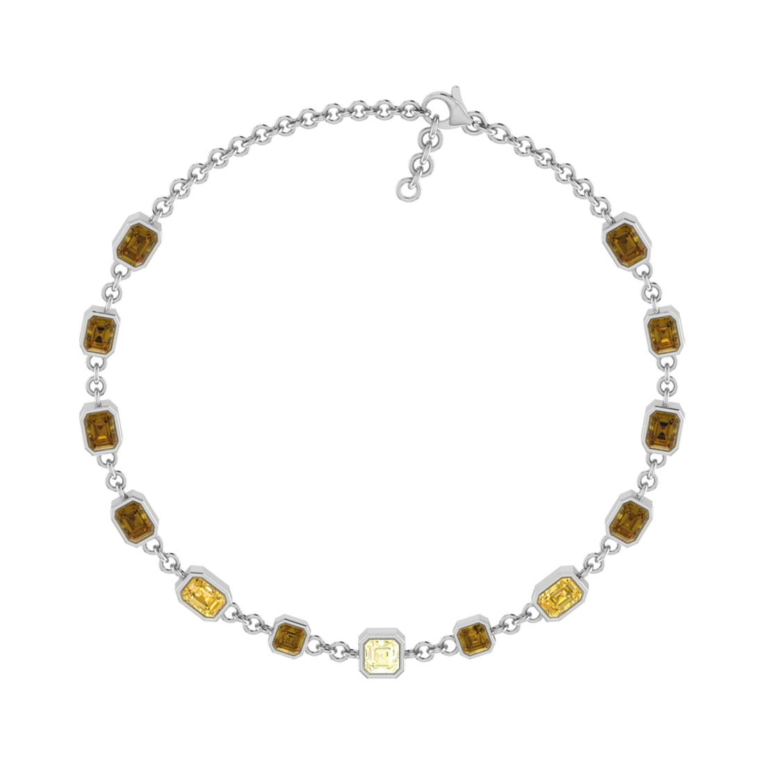 3.60 Ctw VS/SI1 Fancy NaturalYellow Brown Diamond 14K White Gold Bracelet: Center Diamond Weight :- 3.60 Ctw ( Emerald Cut ) Color :- VS/SI1 Fancy NaturalYellow Brown Diamond Stone Setting : Prong Metal Weight : Approx 7.50 Gram 14K White Gold Pendant Necklace #3SS28295v12