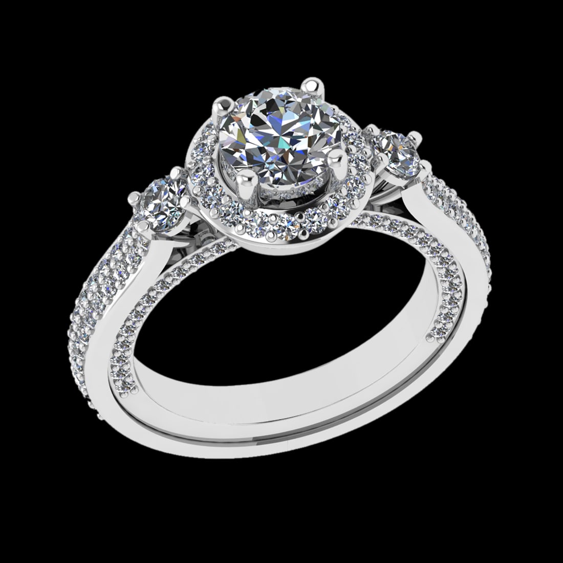 1.26 Ctw VS/SI1 Diamond Prong Set 18K White Gold Engagement Ring: Center Diamond Weight :-:1.20 Ctw ( Round Cut) Color :- G-H Clarity : VS/SI1 Center Stone Setting : Prong Side Diamond Weight Of Ctw 1.06 Ctw Color : G-H Clarity : VS/SI1 Stone Setting : Prong Metal W