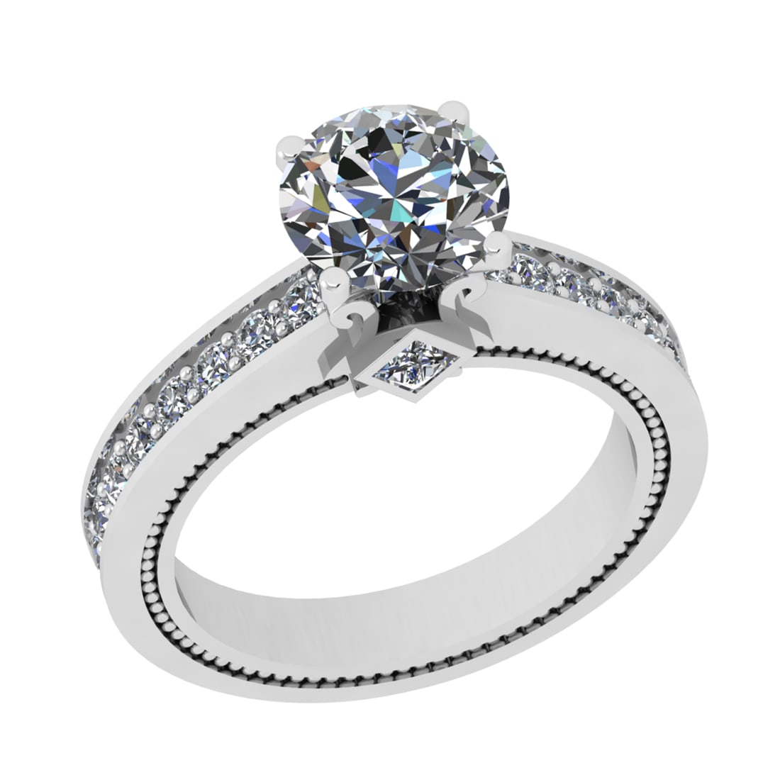 2.71 Ctw SI1/SI2 Diamond Prong Set 14k white Gold Engagement Ring: Center Daimond Weight :-2.00 Ctw ( Round Cut) Color : G-H Clarity : SI1/SI2 Side Diamond Weight Of Ctw 0.71 Ctw Color : G-H Clarity : SI1/SI2 Daimond Setting : Prong Metal Weight : Approx 6.06 gram 14