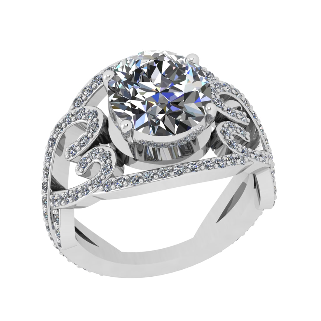 3.63 Ctw SI2/SI1 Diamond Prong Set 14k white Gold Engagement Ring: Center Daimond Weight :-2.80 Ctw ( Oval Cut) Color : G-H Clarity : SI2/SI1 Side Diamond Weight Of Ctw 0.83 Ctw Color : G-H Clarity : SI2/SI1 Daimond Setting : Prong Metal Weight : Approx 6.06 gram 14k