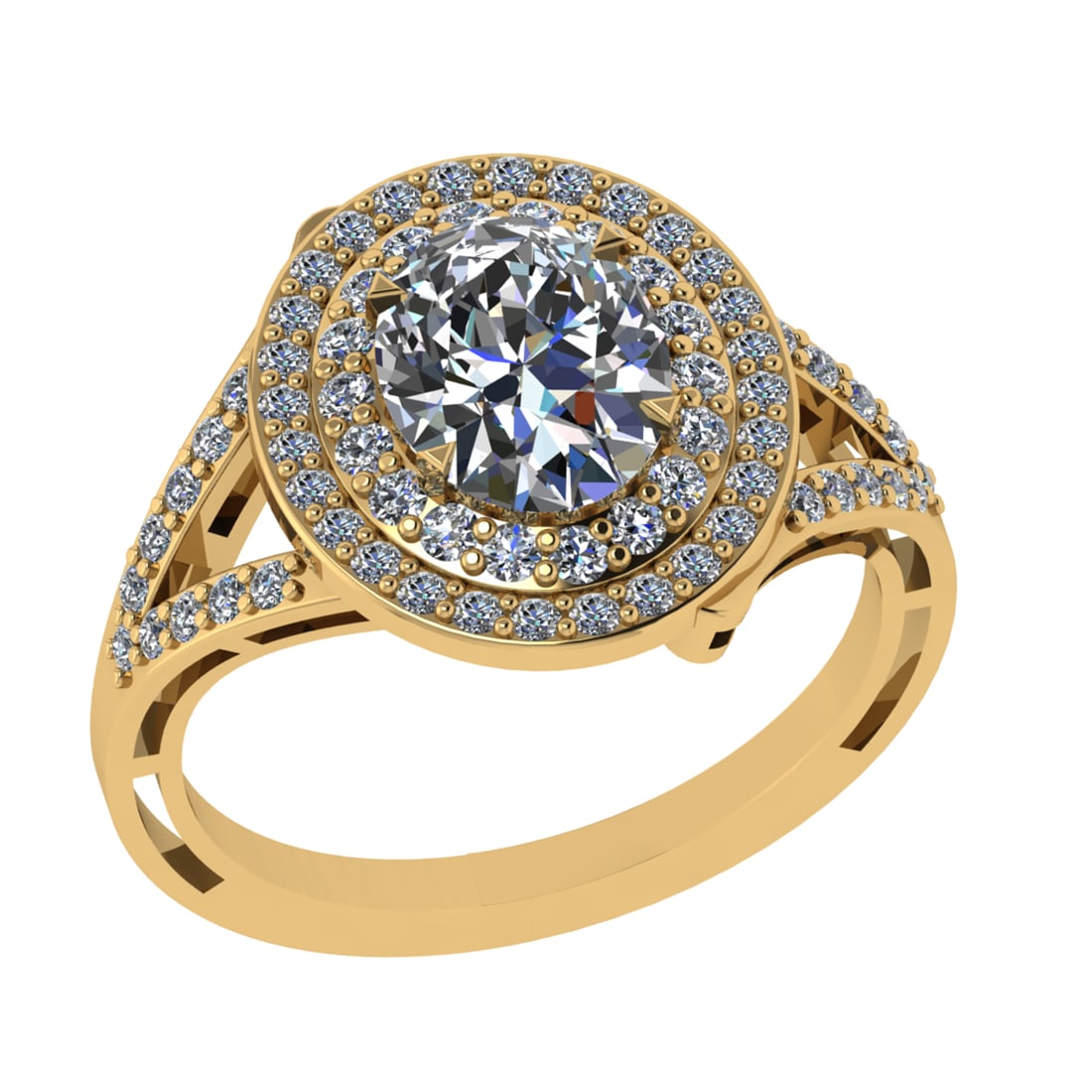 2.65 Ctw VS/SI1 Diamond Prong Set 14k Yellow Gold Engagement Ring (ALL DIAM: Center Daimond Weight :-2.00 Ctw ( Oval Cut) Color : G-H Clarity : VS/SI1 Side Diamond Weight Of Ctw 0.65 Ctw Color : G-H Clarity : VS/SI1 Daimond Setting : Prong Metal Weight : Approx 3.99 gram 14k Y