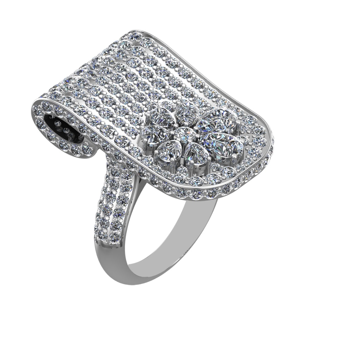 7.54 Ctw VS/SI1 Diamond Prong Set 14k white Gold Engagement Ring (ALL DIAMO: Center Daimond Weight :-2.16 Ctw ( Pear & Round Cut) Color : G-H Clarity : VS/SI1 Side Diamond Weight Of Ctw 5.38 Ctw Color : G-H Clarity : VS/SI1 Daimond Setting : Prong Metal Weight : Approx 16.91 g