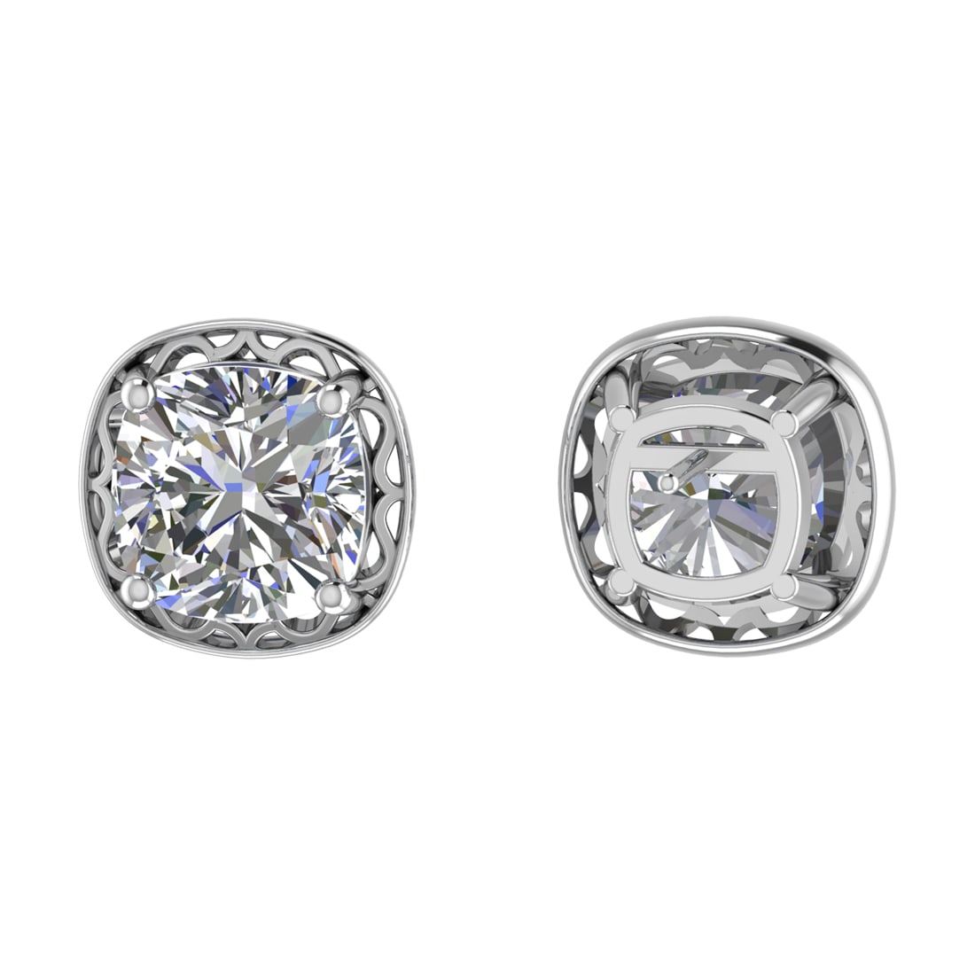 3.00 Ctw SI2/SI1 Diamond Prong Set 14k White Gold Stud Earrings (ALL DIAMON: Center Diamond Weight :-3.00 Ctw ( 2 Pec Cushion Cut ) Color :-G-H Clarity : SI2/SI1 Setting : Prong Metal Weight : Approx 2.80 Gram 14k White Gold Stud Earrings (ALL DIAMOND ARE LAB GROWN ) #3SS97810