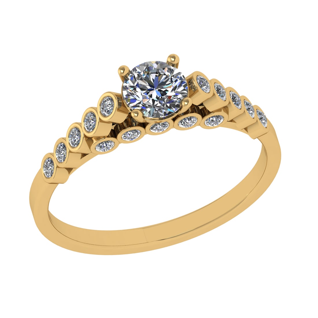 0.80 Ctw SI2/SI1 Diamond 14k Yellow Gold Engagement Ring (ALL DIAMOND ARE L: Center Daimond Weight :-0.50 Ctw ( Round Cut) Color : G-H Clarity : SI2/SI1 Side Diamond Weight Of Ctw 0.30 Ctw Color : G-H Clarity : SI2/SI1 Daimond Setting : Prong Metal Weight : Approx 2.60 gram 14