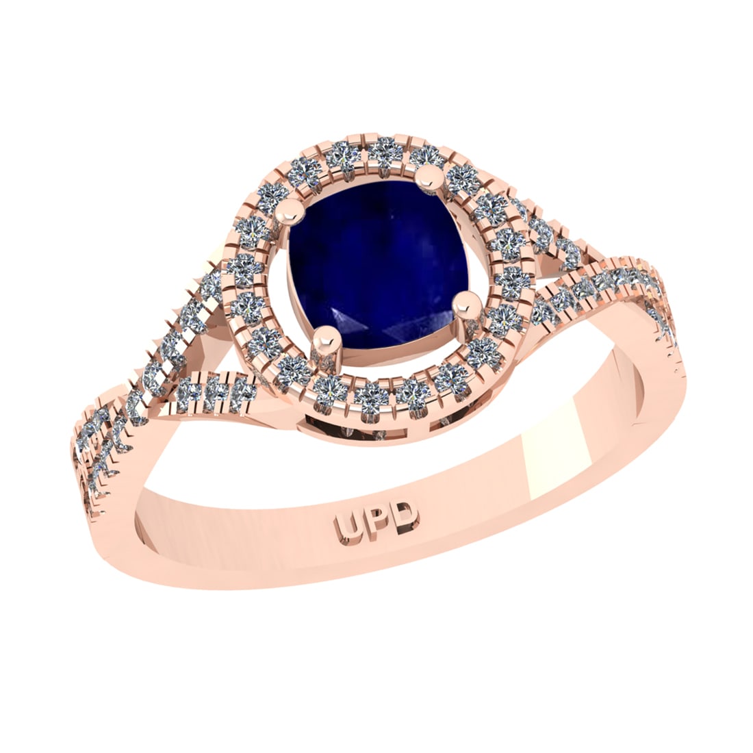 1.65 Ctw VS/SI1 Blue Sapphire and Diamond 14k Rose Gold Engagement Ring (AL: Center Stone Weight :-1.25 Ctw ( Cushion Cut) Center Stone Color :-Blue Sapphire Center Stone Setting : Prong Side Diamond Weight Of Ctw :- 0.40 Ctw Color : J-K Clarity : VS/SI1 Daimond Setting : Pron