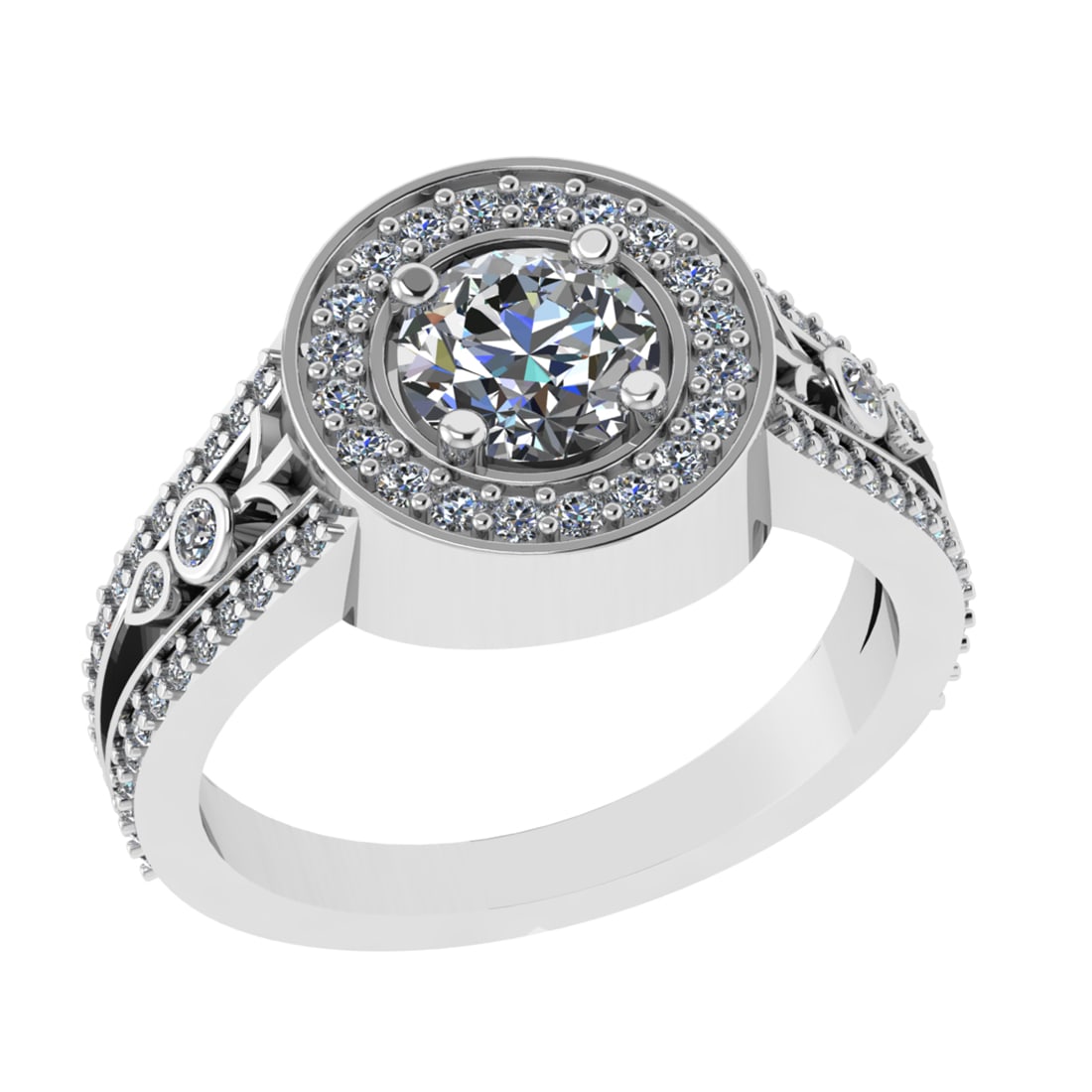 1.36 Ctw VS/SI1 Diamond Prong Set 14k white Gold Engagement Ring (ALL DIAMO: Center Daimond Weight :-0.84 Ctw ( Round Cut) Color : G-H Clarity : VS/SI1 Side Diamond Weight Of Ctw 0.52 Ctw Color : G-H Clarity : VS/SI1 Daimond Setting : Prong Metal Weight : Approx 5.38 gram 14k 