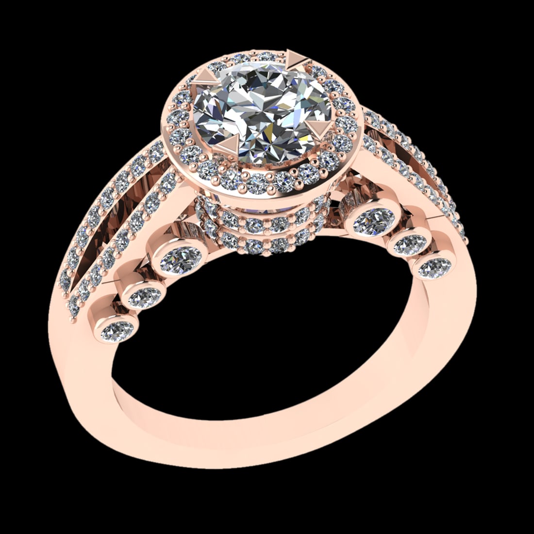 2.31 Ctw VS/SI1 (ALL DIAMOND ARE LAB GROWN ) Diamond 10k Rose Gold Engageme: Center Daimond Weight :-1.25 Ctw ( Round Cut) Color : J-K Clarity : VS/SI1 (ALL DIAMOND ARE LAB GROWN ) Side Diamond Weight Of Ctw 1.06 Ctw Color : J-K Clarity : VS/SI1 (ALL DIAMOND ARE LAB GROWN ) Da