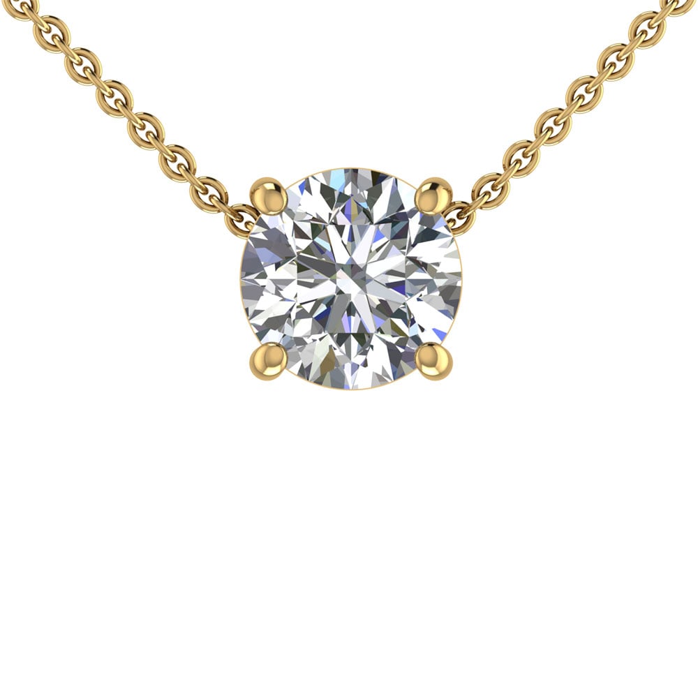 1.05 Ctw SI1/SI2 Diamond Prong Set 14K Yellow Gold Solitaire Pendant: Total Daimond Weight :-1.05 Ctw (Round Cut) Color : G-H Clarity : SI1/SI2 Setting : Prong Metal Weight : Approx 2.30 gram 14K Yellow Gold Solitaire Necklace (ALL DIAMOND ARE LAB GROWN ) #3SS96740v15