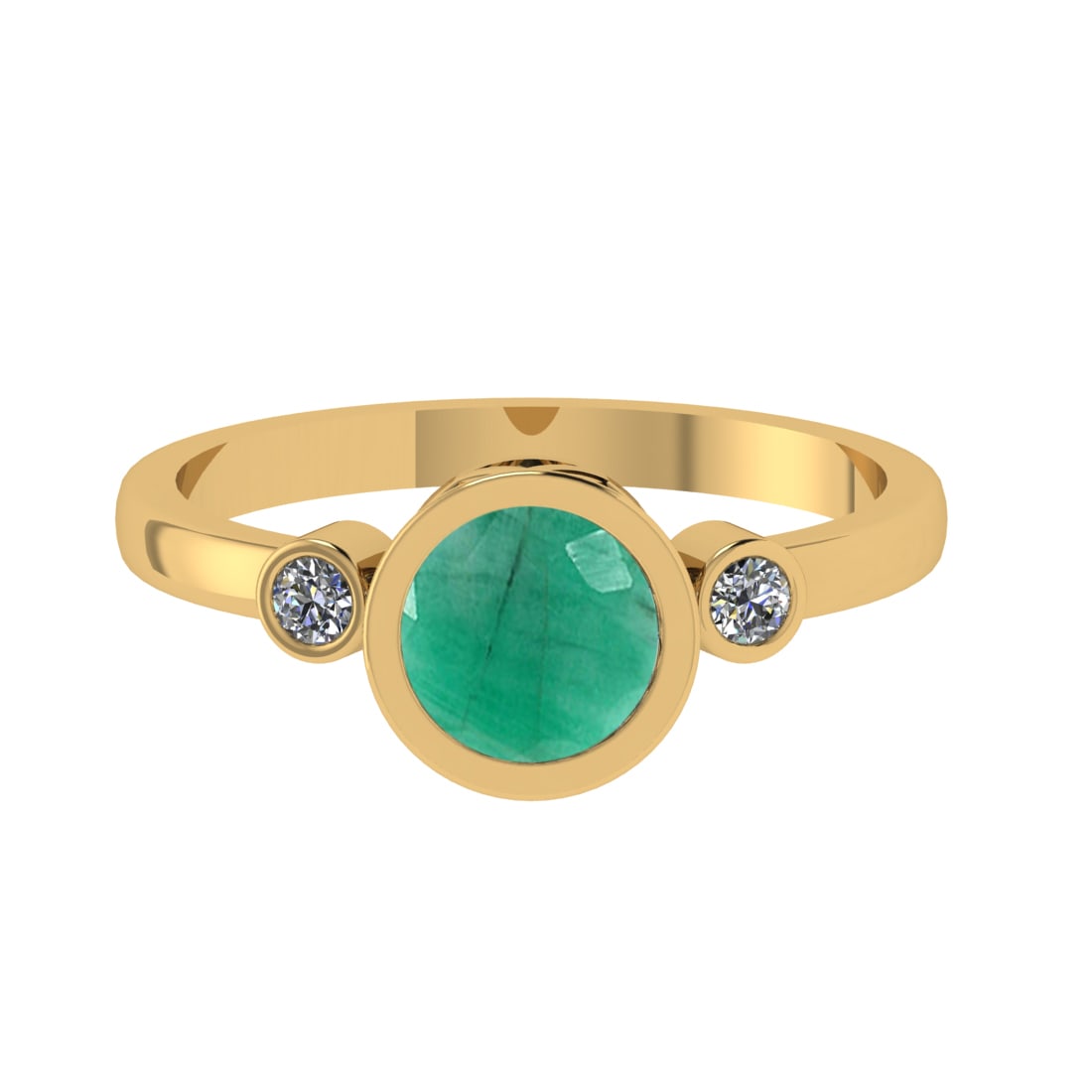 0.91 Ctw VS/SI1 Emerald and Diamond 14k Yellow Gold Engagement Ring (ALL DI: Center Stone Weight :-0.84 Ctw ( Round Cut) Center Stone Color :-Emerald Center Stone Setting : Prong Side Diamond Weight Of Ctw :- 0.07 Ctw Color : G-H Clarity : VS/SI1 Daimond Setting : Prong Metal 