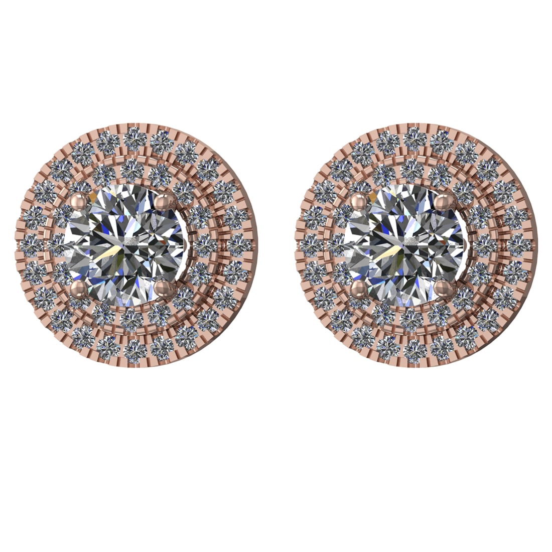 1.40 Ctw VS/SI1 Diamond 14k Rose Gold Stud Earrings (ALL DIAMOND ARE LAB GR: Center Daimond Weight :-1.00 Ctw ( Round Cut) Color : G-H Clarity : VS/SI1 Side Diamond Weight Of Ctw 0.40 Ctw Color : G-H Clarity : VS/SI1 Daimond Setting : Prong Metal Weight : Approx 1.95 gram 14k 