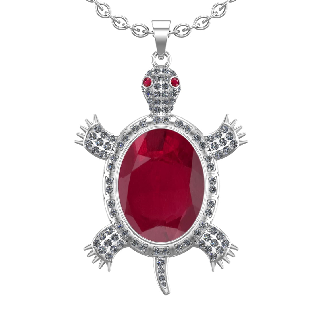 9.20 Ctw VS/SI1 Ruby and Diamond 14K White Gold Pendant (ALL DIAMOND ARE LA: Center stone Weight :-8.00 Ctw ( Oval Cut) Center Stone Color :- Ruby Center Stone Setting : Prong Side Diamond Weight Of Ctw 1.20 Ctw Color : G-H Clarity : VS/SI1 Stone Setting : Prong Metal Weight :