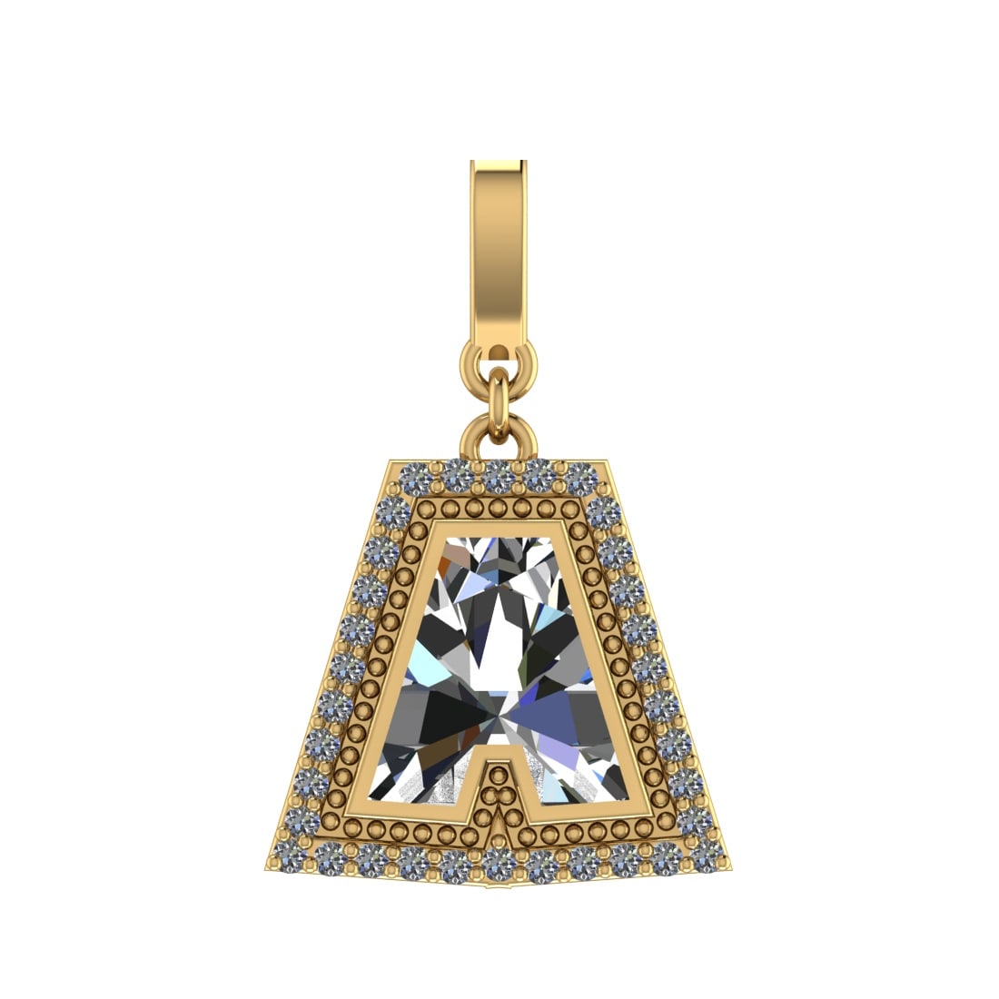 1.05 Ctw SI2/SI1 Diamond Prong Set 14k Yellow Gold Alphabet-A Pendant (ALL: Center Daimond Weight :-0.88 Ctw Color : White Side Diamond Weight Of Ctw 0.17 Ctw Color : G-H Clarity : SI2/SI1 Daimond Setting : Prong Metal Weight : Approx 3.80 gram 14k Yellow Gold Alphabet-A Pend