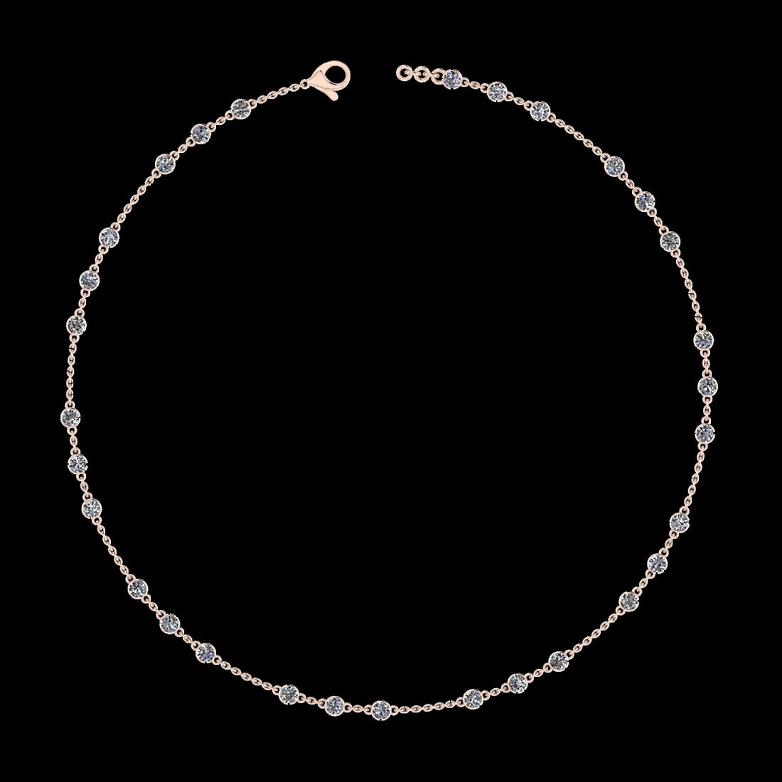 0.90 Ctw VS/SI1 Diamond 14K Rose Gold Yard Necklace (ALL DIAMOND ARE LAB GR: Center Diamond Weight : 0.90 Ctw (Round Cut) Center Diamond Color :- J-K Center Clarity : VS/SI1 Stone Setting : Prong 14K Rose Gold Yard Necklace (ALL DIAMOND ARE LAB GROWN ) Size-18 Inch SJT03-2.0N 